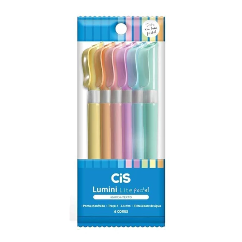 Pincel Marca Texto Lumini Lite Pastel Kit C/6 Cores