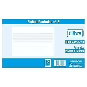 Ficha Pautada N°3 5x8 Tilibra C/100 Folhas - comprar online