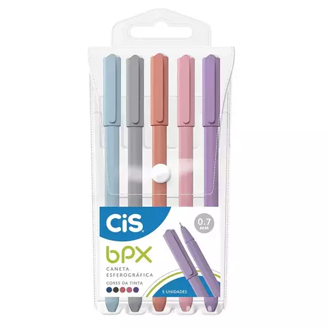 Caneta Esferográfica Cis BPX 0.7mm C/5 Cores