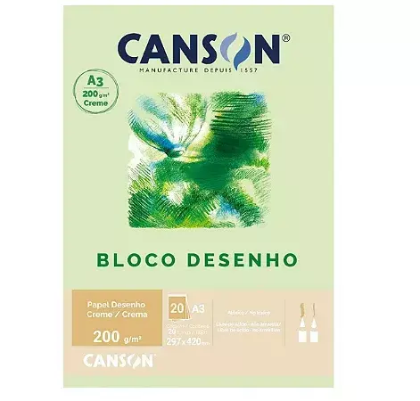Bloco Canson P/Desenho A3 Creme C/20Fls 200g/m² - comprar online