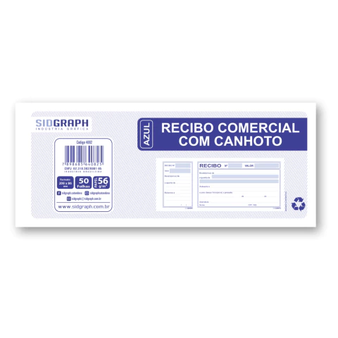 Bloco Recibo Comercial com Canhoto Sidgraph C/100 Fls - comprar online
