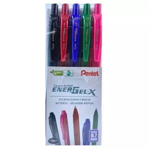Caneta Pentel Energel 0.7 BL107 Kit C/5 Cores - comprar online