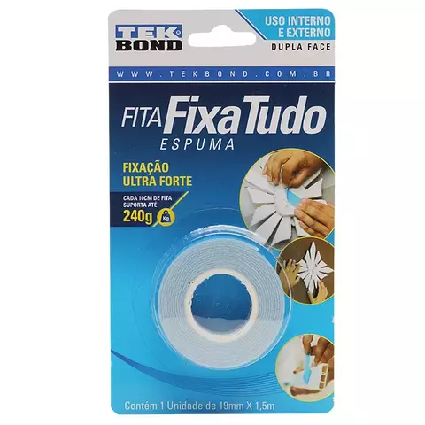 Fita Dupla Face Espuma Fixa Tudo Tekbond 19mm x 1,5m - comprar online