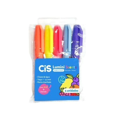 Pincel Marca Texto Lumini Mini Scents Neon C/5 Unidades
