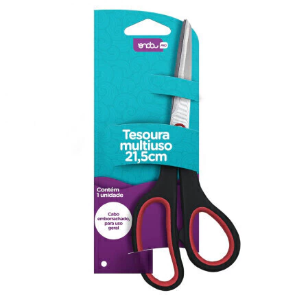 Tesoura Multiuso 21,5cm Cabo Emborrachado Onda
