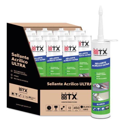 Sellante Acrílico Tx Ultra Blanco 450g Pack 6 Uni