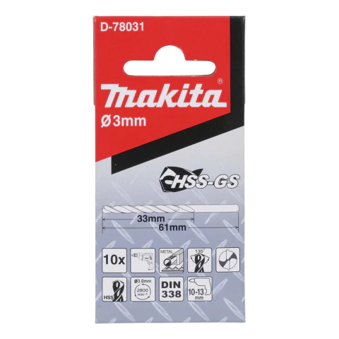 Brocas Para Metal Hss-g 3x61mm 10 Pzas - Makita