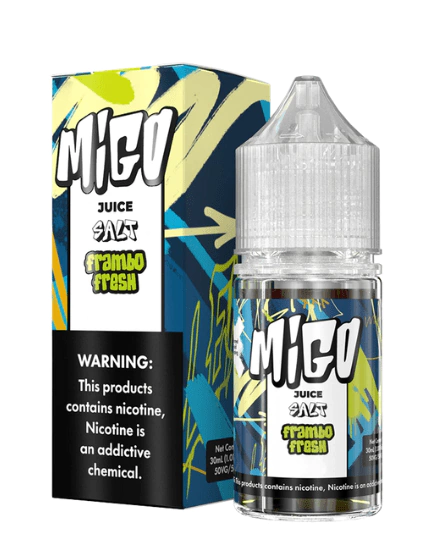 Botella de Migo Juice Salt Frambo Fresh 30ml – sabor frambuesa con hielo