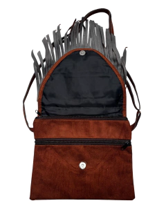 Bolso artesanal estilo boho con flecos y bordado - comprar en línea
