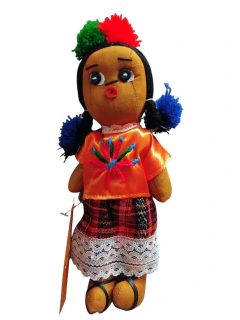 Chiapas Artisanal Doll: Textile Treasure in Orange on internet