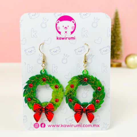 Aretes corona navideña - comprar en línea