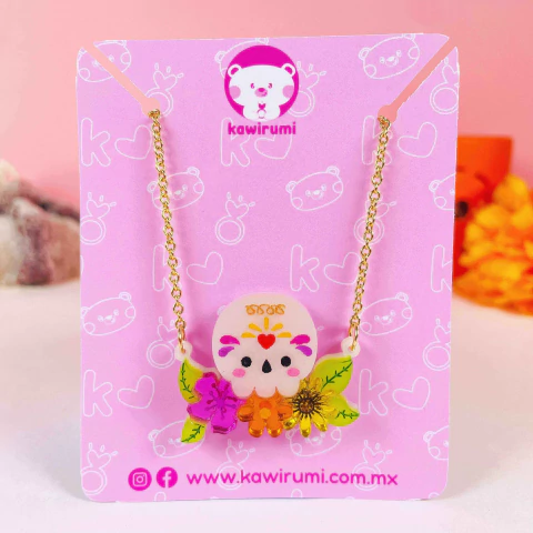 Collar calavera con corona de flores - comprar en línea