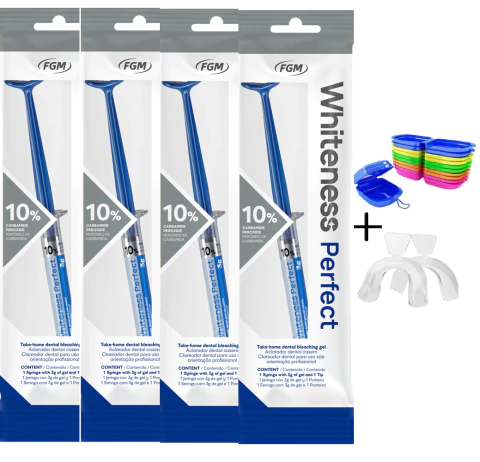 Kit Clareador Dental Whiteness Perfect 10% - 4 Un + 1 Par de Moldeiras - comprar online