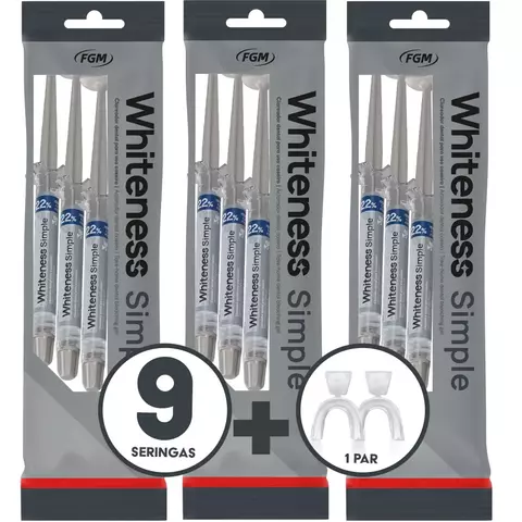 Kit Clareador Dental Whiteness Simple 22% - 9 Un + 1 Par de Moldeiras - comprar online