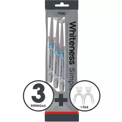 Kit Clareador Dental Whiteness Simple 16% - 3 Un + 1 Par de Moldeiras - comprar online