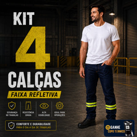 Kit 4 FAIXA REFLETIVA Calças Jeans de Trabalho