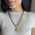 Imagem do CORRENTE FEMININA 60CM FRISO S 8MM BANHADO A OURO 18K + PINGENTE AMÉM CRAVEJADO