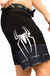 Shorts de baño para hombre en color negro con diseño de araña blanca.