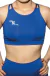 Top deportivo azul con tiras en los hombros, ideal para actividades físicas.