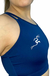 Top liso azul petróleo para mujer con tiras, ideal para uso diario y actividades deportivas.