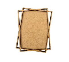 Moldura retangular moderna MDF cru com fundo 10,5x9cm