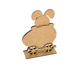 Decoração MDF Carrinho Trem Ovo de Páscoa e Coelho 19,5x13cm