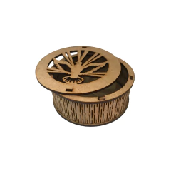 CAIXA LASER REDONDA RISCADA ESPIRITO SANTO 10X4,5CM