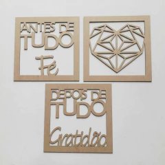 TRIO DE QUADROS ANTES DE TUDO FÉ 87X32CM
