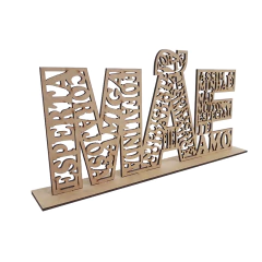 Palavra Decorativa MDF Mãe com Dizeres na Base 32x15x4cm