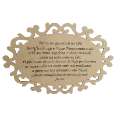 PLACA OVAL TRABALHADA ORAÇÃO PAI NOSSO (TAMANHOS)