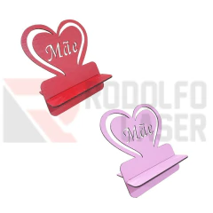 Porta Celular MDF com Coração e Escrita Mãe 18x15cm