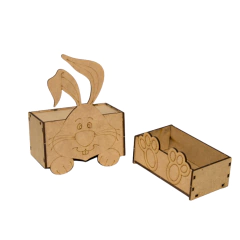 Porta Caixa de Bombom MDF Coelho de Páscoa Decorativo 11x7x6cm