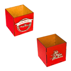 Caixa MDF Feliz Dia das Mulheres 10x10x10cm Vermelho