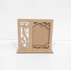 Porta Retrato MDF Te Amo com base 17x19,5cm