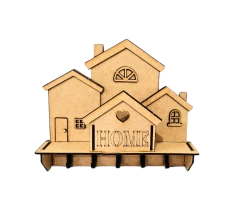 Porta chaves MDF cru HOME 22x19x5,5cm com prateleira e 5 ganchos
