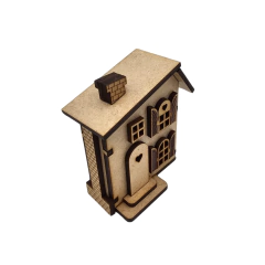 Decoração MDF Mini Casinha de Natal 3D Nº1 3,5x7x8cm