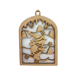 Enfeite MDF Pendente Natal Boneco de Neve Retangular
