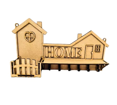 Porta chaves MDF cru HOME 27x14x5,5cm com prateleira e 6 ganchos