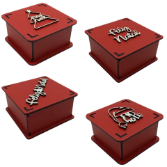 Caixa MDF de Natal Para Presente com Tampa Encaixe Vermelha