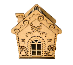 Casinha Natal MDF cru Luxo doces com telhado móvel 16x20x11,5cm