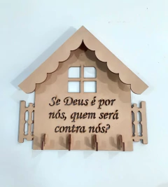 PORTA CHAVE CASA FRASE SE DEUS É POR NÓS...19X19CM