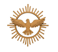 Aplique sobreposto Espírito Santo com resplendor redondo MDF cru 12cm