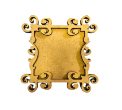 Moldura arabesco quadrada decorativa com fundo em MDF cru 8,5x8,5cm