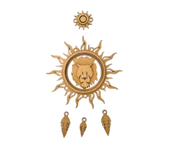 Filtro dos Sonhos Signo Leão em MDF Cru 3D 30x19cm