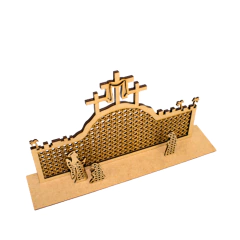 Placa Decorativa MDF Monte Calvário Páscoa com Base
