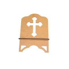 Porta Bíblia MDF com Cruz Vazada e Base 36x25x5cm