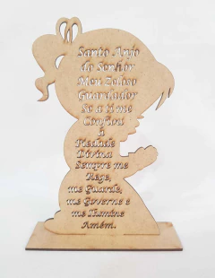 ORACÃO SANTO ANJO MENINA COM BASE 20X13CM