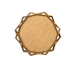 Moldura poligonal moderna MDF cru com fundo 12x11cm