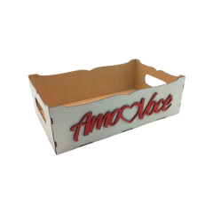 Bandeja MDF Decorativa Amo Você 27x16,5x8cm Branca