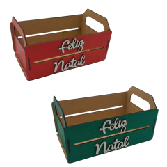 Caixote MDF Decorativo Feliz Natal 20x13x11cm